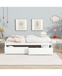 Sailvan Bed with 2 Drawers, Solid Rubber Wood
