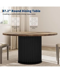 gaomon 47" Round Dining Table for 4-6 People, Dining Room Table with Sturdy Waveform Metal Pedestal Base, Farmhouse Circle Kitchen Table