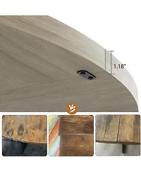 gaomon 47" Round Dining Table for 4-6 People, Dining Room Table with Sturdy Waveform Metal Pedestal Base