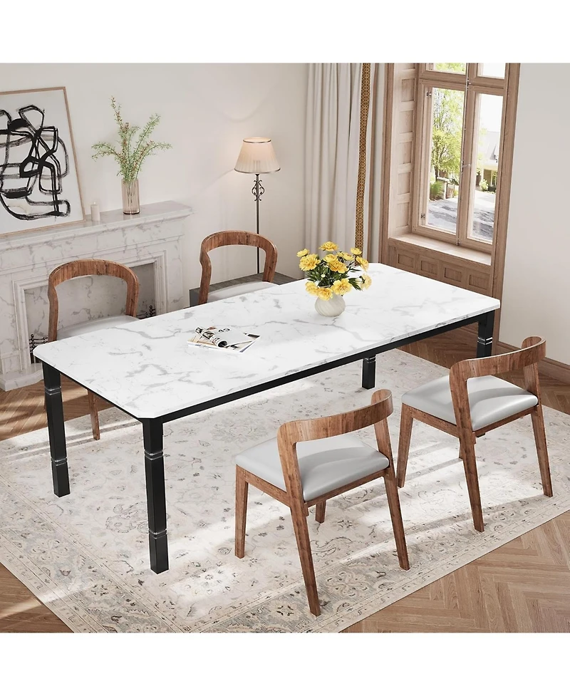 gaomon 79" Large Industrial Dining Table for 6-8 People Rectangular Wood Kitchen Table with Heavy Duty Metal Legs,Writing Desk, Chamfer Design.