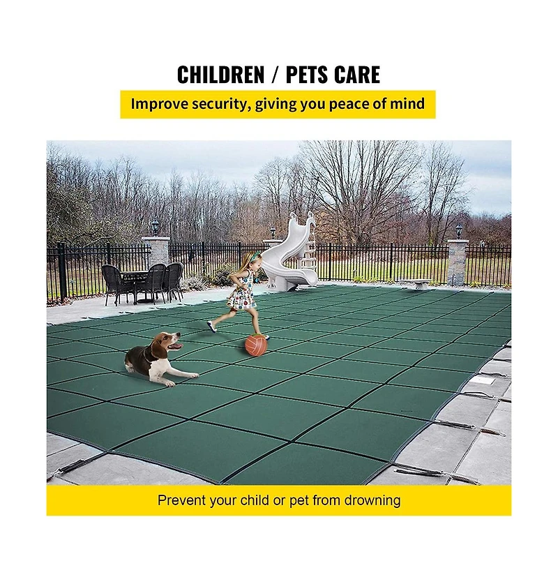 Sugift Pool Safety Cover 20x38 feet Rectangle Inground Winter Cover with Center End Step