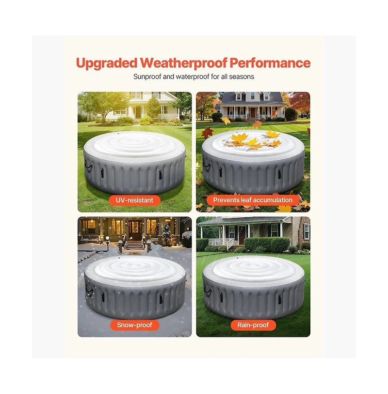 Sugift Inflatable Hot Tub Cover 65 in Round Weatherproof Waterproof Insulating Lid