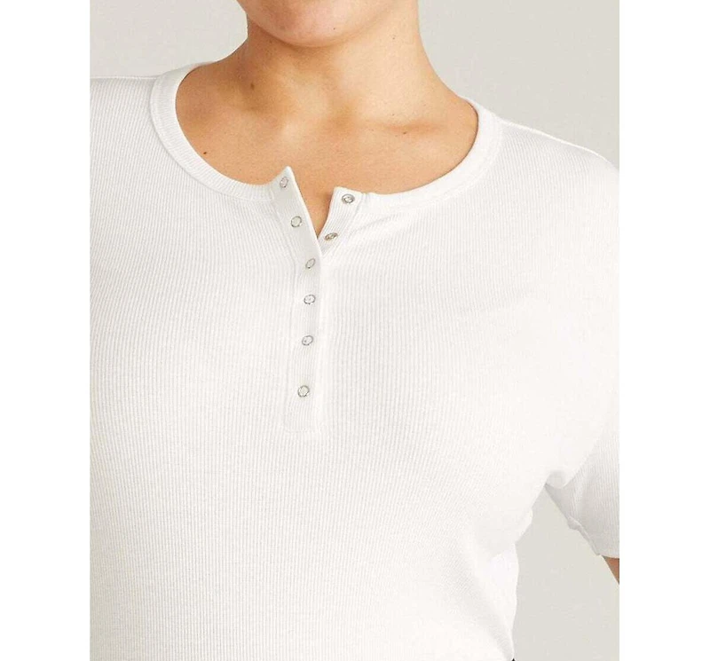 Universal Standard Plus Henley Short Sleeve Ribbed Tee