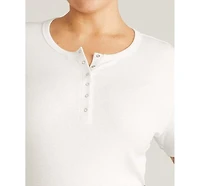 Universal Standard Plus Henley Short Sleeve Ribbed Tee