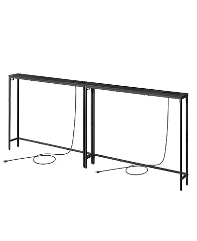Slickblue Slim Sofa Console Table with Charging Station and Power Outlets