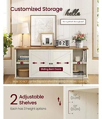 Slickblue Farmhouse Style Entertainment Center with Sliding Barn Door Storage