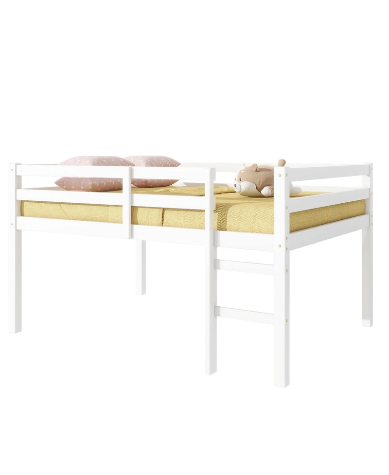 Sailvan Rubber Wood Loft Bed with Ladder