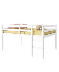 Sailvan Rubber Wood Loft Bed with Ladder