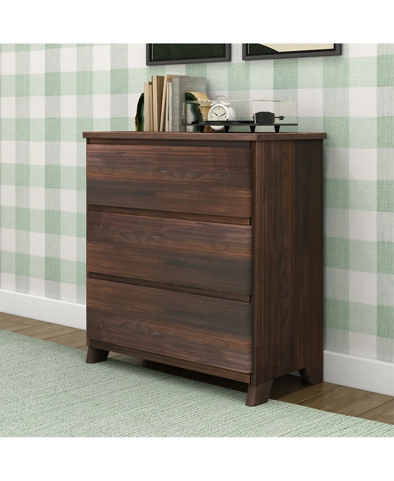 Max & Lily Solid Wood Modern Farmhouse 3 Drawer Dresser.