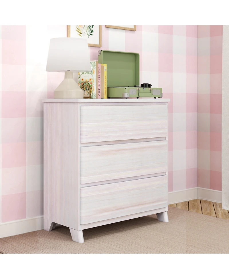 Max & Lily Solid Wood Modern Farmhouse 3 Drawer Dresser.