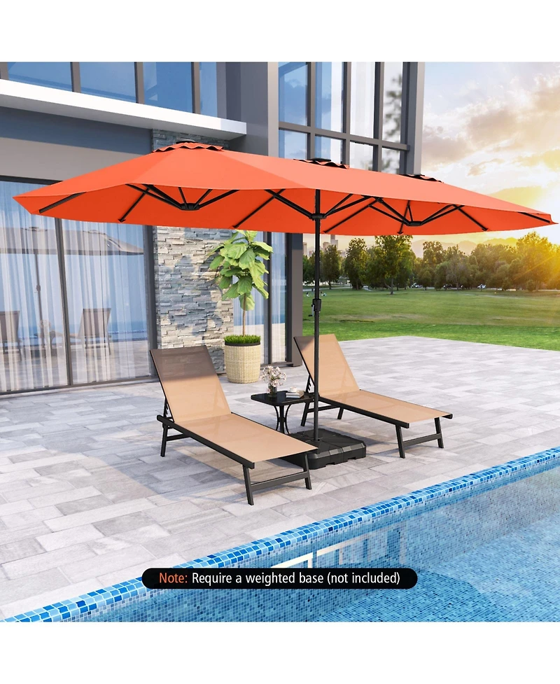 Gouun 15.5 feet Extra-Large Double-Sided Patio Umbrella with 144 Solar Led Lights