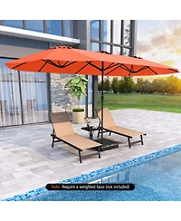 Gouun 15.5 feet Extra-Large Double-Sided Patio Umbrella with 144 Solar Led Lights