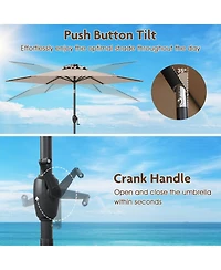 Gouun 7.5 feet Solar Powered Patio Umbrella with 18 Led Lights and Crank Handle