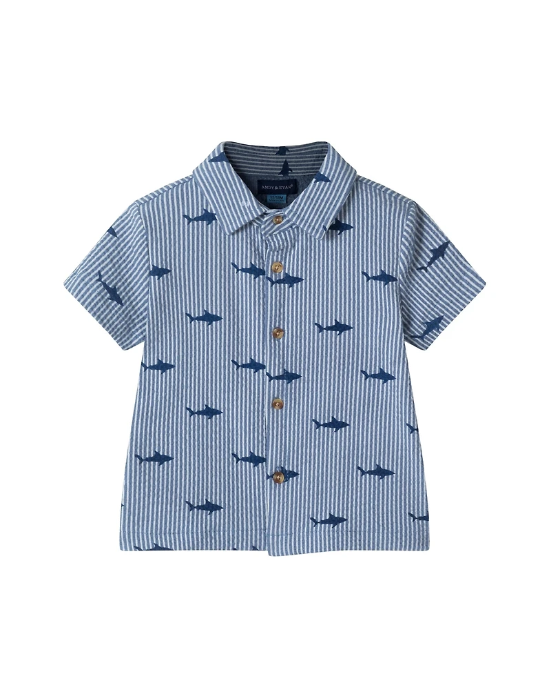 Andy & Evan Infant Boys Shark Buttondown and Shorts Cabana Set