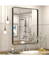 Apmir 30" x 36" High-Strength Tempered Glass and Aluminum Alloy Framed Wall Decor Bathroom Vanity Mirror
