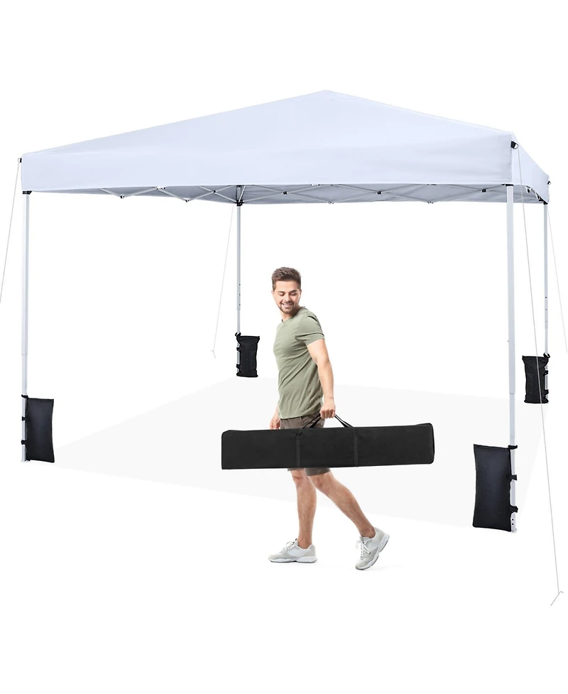 Gouun 10 x 10 feet Pop-Up Canopy Tent with Carrying Bag, 4 Sandbags and 3-Level Height