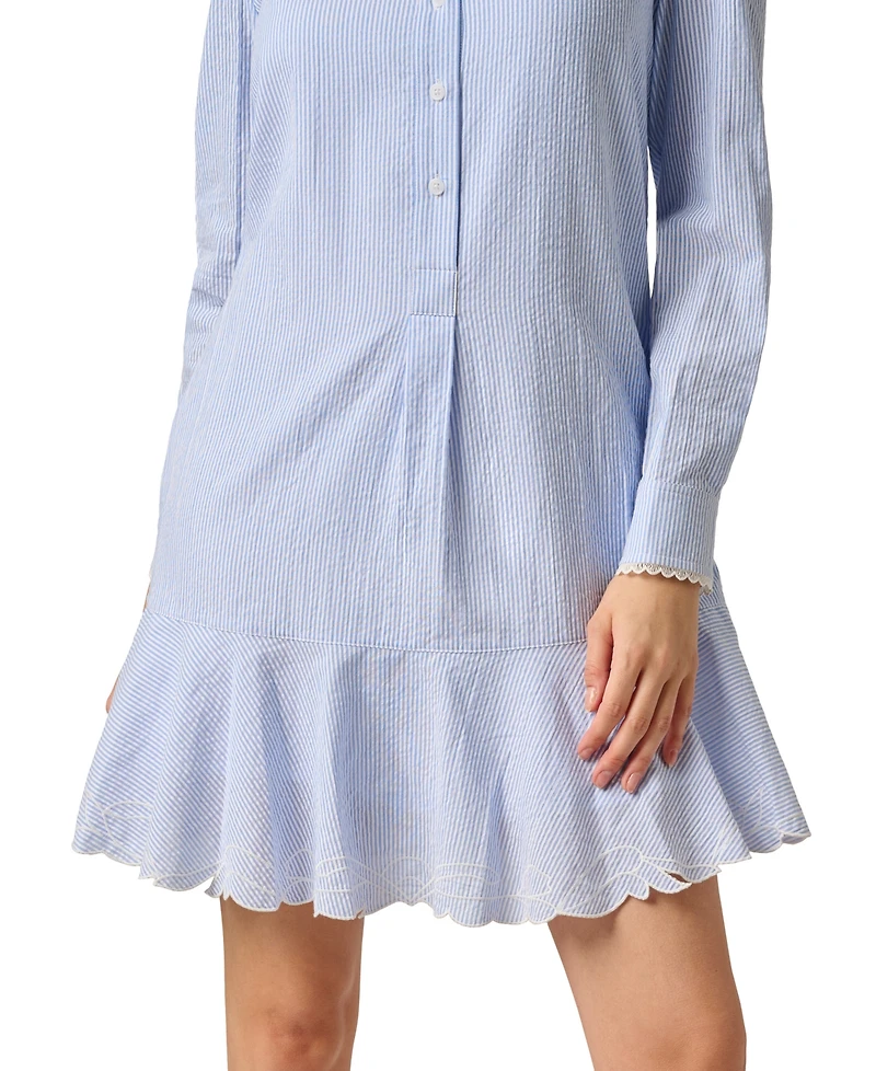 Adrianna Papell Women's Stripe Collared Shirt Shift Dress