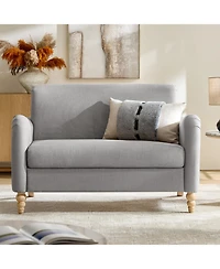 Hulala Home Terren 50.5"W Farmhouse Linen Upholstery Loveseat With Solid Wood Spindle Legs