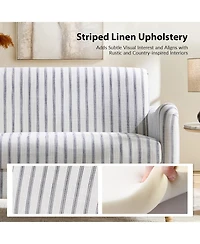 Hulala Home Terren 50.5"W Farmhouse Linen Upholstery Loveseat With Solid Wood Spindle Legs