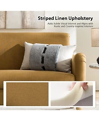Hulala Home Terren 50.5"W Farmhouse Linen Upholstery Loveseat With Solid Wood Spindle Legs