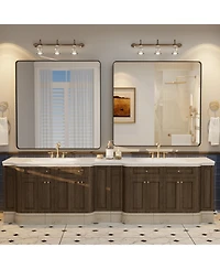 Apmir 38" x 40" High-Strength Tempered Glass and Aluminum Alloy Framed Wall Decor Bathroom Vanity Mirror