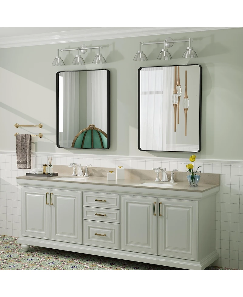 Apmir 24" x 30" High-Strength Tempered Glass and Aluminum Alloy Framed Wall Decor Bathroom Vanity Mirror