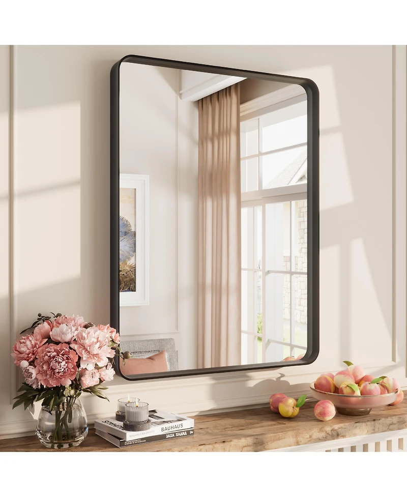Apmir 24" x 32" High-Strength Tempered Glass and Aluminum Alloy Framed Wall Decor Bathroom Vanity Mirror