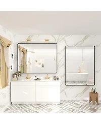 Apmir 48" x 36" High-Strength Tempered Glass and Aluminum Alloy Framed Wall Decor Bathroom Vanity Mirror