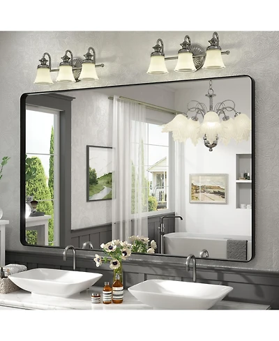 Apmir 55" x 36" High-Strength Tempered Glass and Aluminum Alloy Framed Wall Decor Bathroom Vanity Mirror