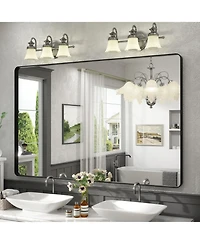 Apmir 55" x 36" High-Strength Tempered Glass and Aluminum Alloy Framed Wall Decor Bathroom Vanity Mirror
