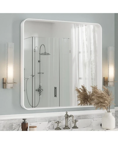 Apmir 36" x 36" High-Strength Tempered Glass and Aluminum Alloy Framed Wall Decor Bathroom Vanity Mirror