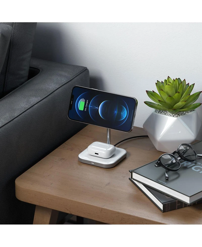 Satechi Aluminum 2-In-1 Magnetic Wireless Charging Stand for iPhone 12/13 and AirPods Pro
