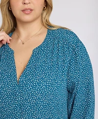 Nydj Plus Pintuck Split Neck Top