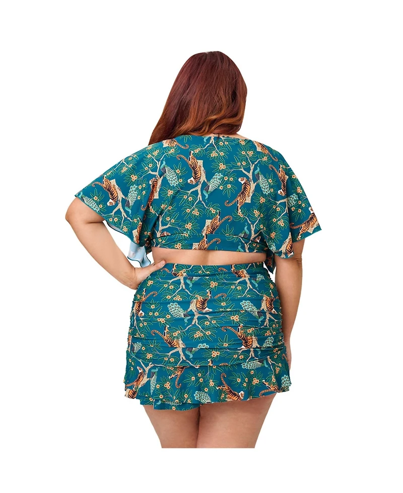Unique Vintage Plus Ruched & Ruffled Alice Swim Skirt