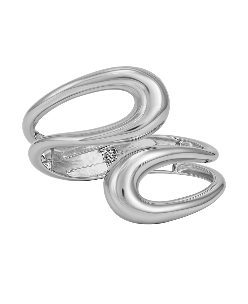 Guess Silver-Tone Hinge Bangle Bracelet
