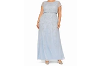 Adrianna Papell Plus Sequined-Mesh Evening Gown