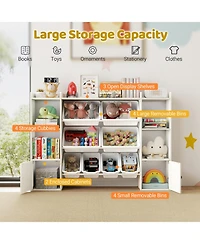 Gouun Kids Toy Storage and Bookshelf with Boxes and Open Shelves