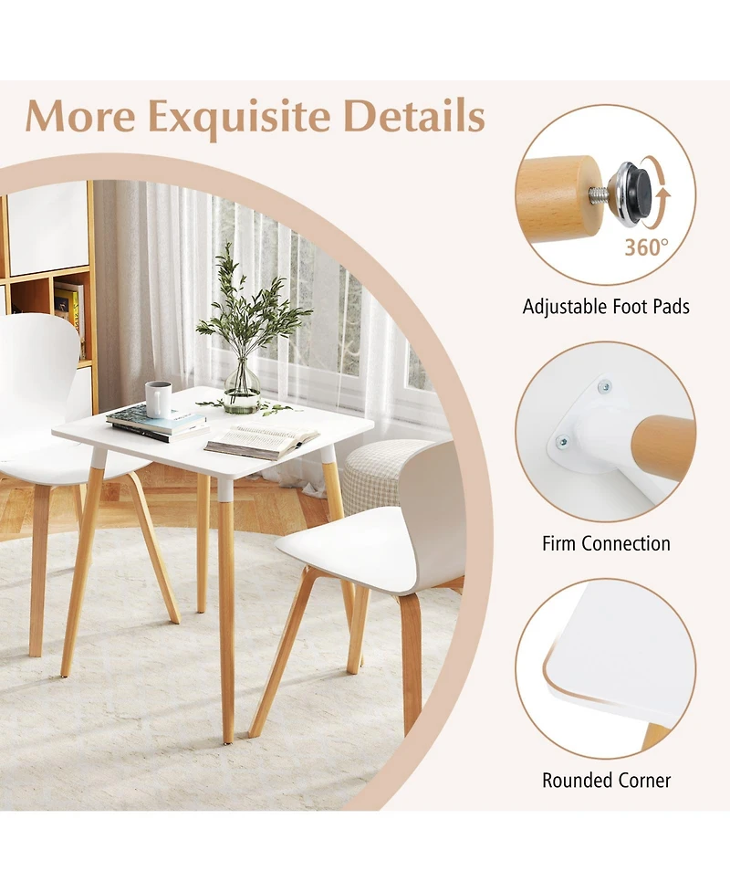 Gouun Square Dining Table with Adjustable Foot Pads