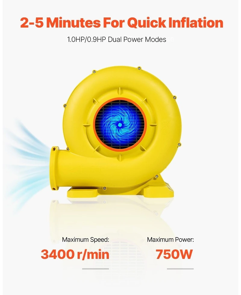 Givimo 680W-750W Commercial Inflatable Air Blower for Bounce Houses and Slides