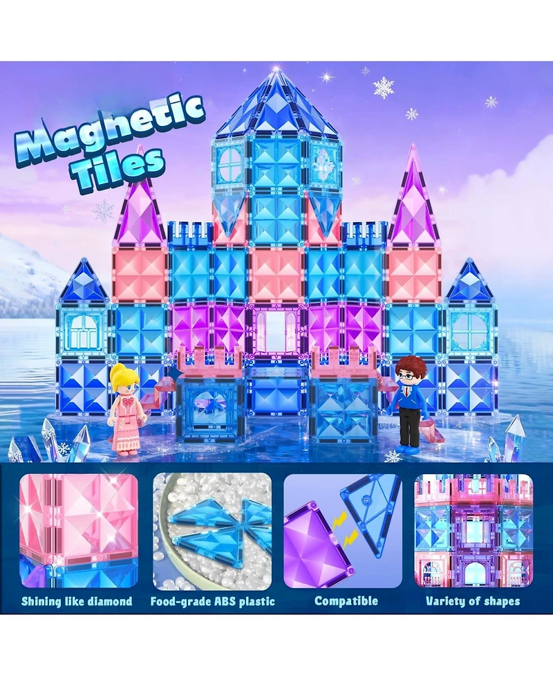 Gnuadz 102pcs Magnetic Tiles Princess Castle Building Toys Kids Gifts