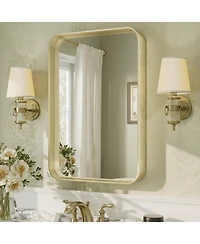 Apmir High-Strength Tempered Glass and Aluminum Alloy Framed Wall Decor Bathroom Vanity Mirror in Brushed Gold
