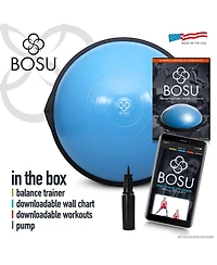 Bosu Multi Functional Original Home Gym 26 Inch Full Body Balance Strength Trainer Ball Equipment with Guided Workouts and Pump, Blue