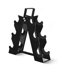 BalanceFrom Rubber Encased Hex Dumbbell Set, 5, 8 & 10 Pound Pairs w/ Metal Rack