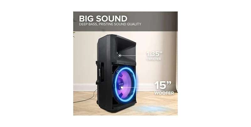 Bluetooth Party Speaker with Party Lights, Microphone, and Speaker Stand