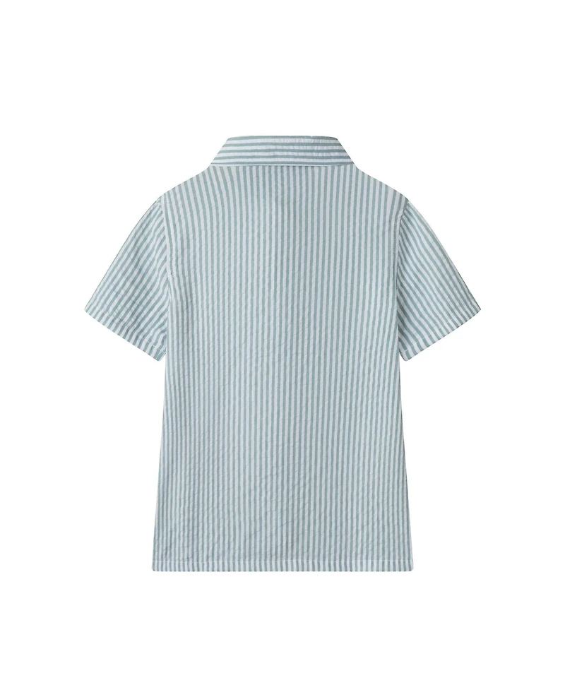 Andy & Evan Toddler Boys Toddler/Child Teal Striped Buttondown and Linen Shorts Set