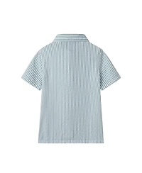 Andy & Evan Toddler Boys Toddler/Child Teal Striped Buttondown and Linen Shorts Set