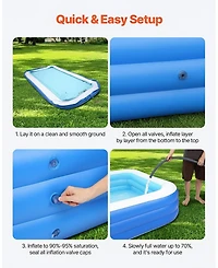 Gouun Inflatable Swimming Pool for Family, 400-Gallon Blow Up Pool with 3 Air Chambers for 4-5 People
