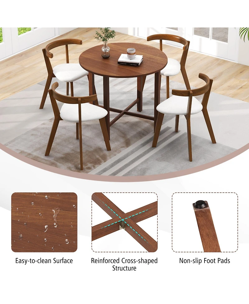 Gouun Dual Drop Leaf Dining Table in Rubber Wood