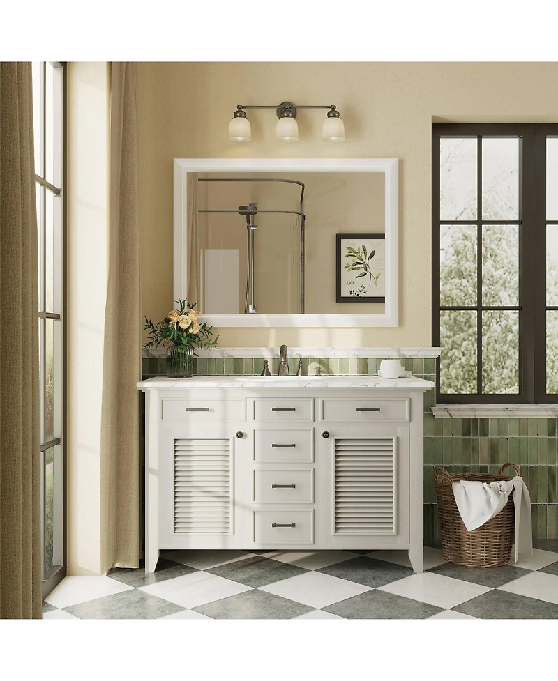 Apmir 30" x 40" Inch Thick Metal Framed Wall Mirrors for Bedroom