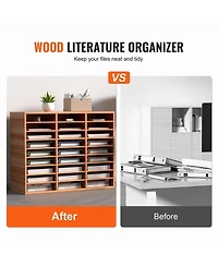 Gouun 27-Compartment Wood Literature Organizer with Adjustable Shelves, 31.5 x 12.0 x 24.8